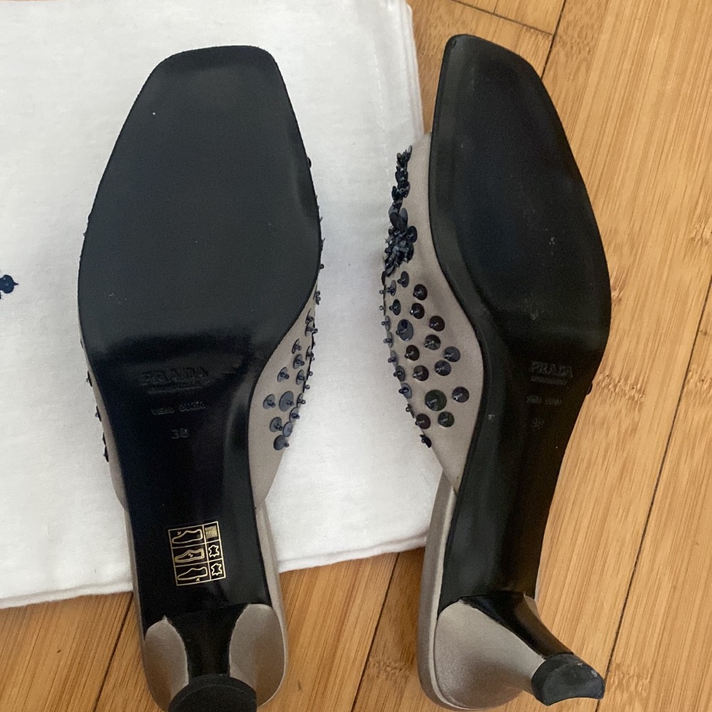 Prada Gray Sequin Embellished Slide Sandals - Picture 5 of 5